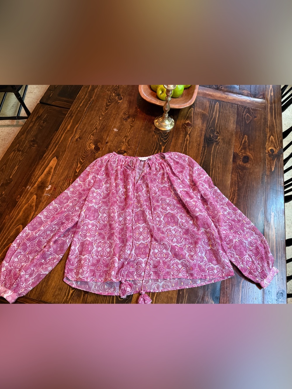 Women’s Pink Printed Sheer Blouse